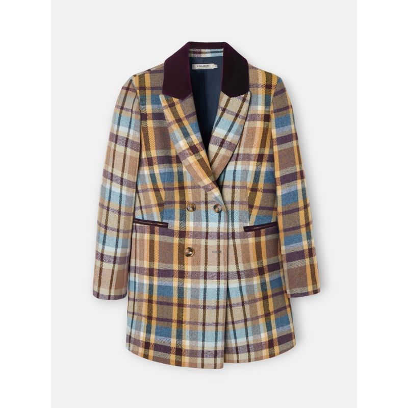 Abrigo cruzado cuadros marrones