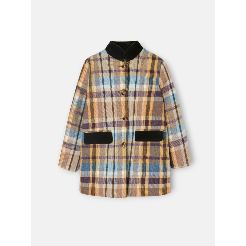 Abrigo girl cuadros marrones|4|6|8|10|12|MARRON