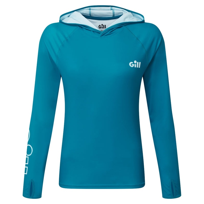 Gill Women’s XPEL Tec Hoodie|4|6|8|10|12|Pool Blue|Palm Print|Ice|White