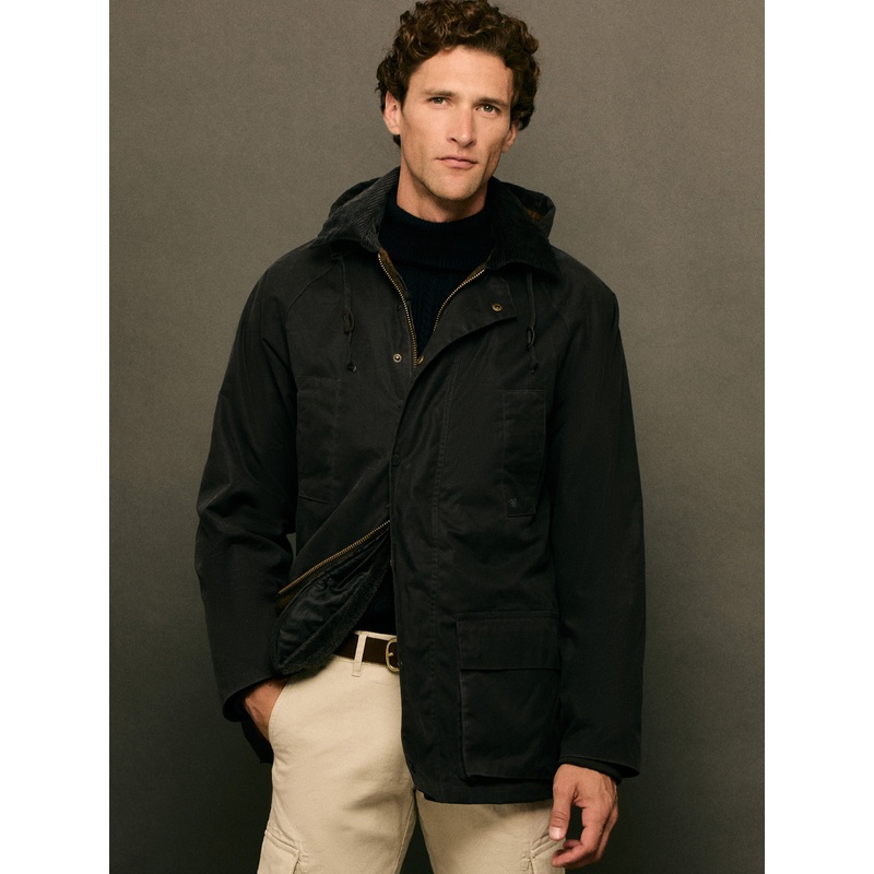 Abrigo clasico encerado gris azul