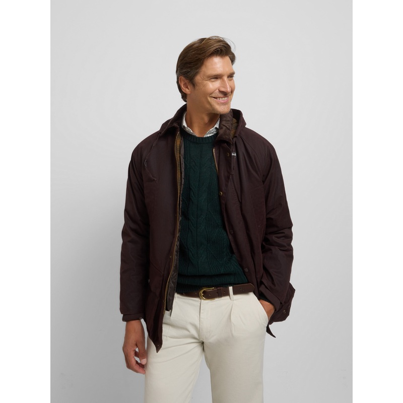 Abrigo clasico encerado marron oscuro