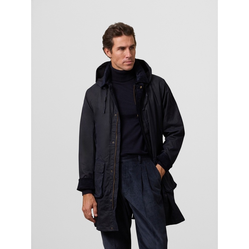 Abrigo largo encerado azul marino