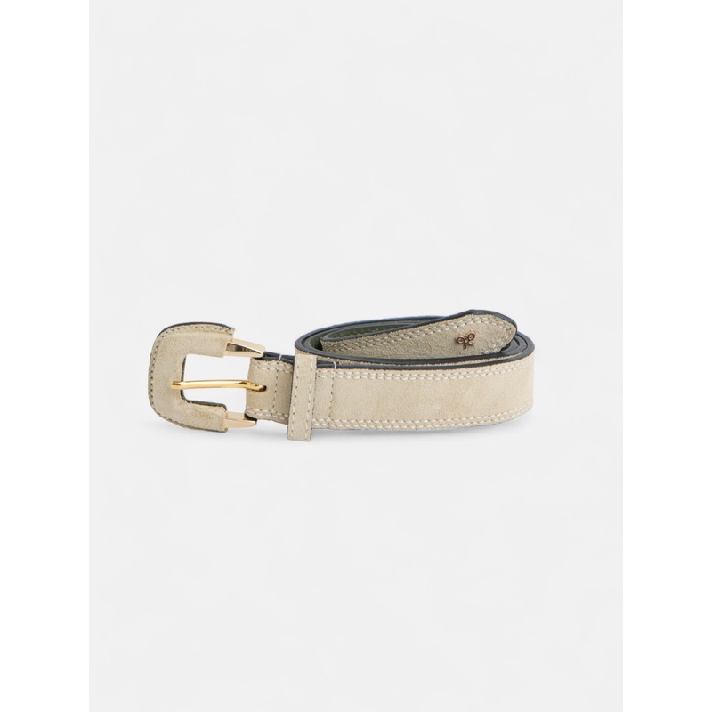 Cinturon piel pespuntes serraje crudo