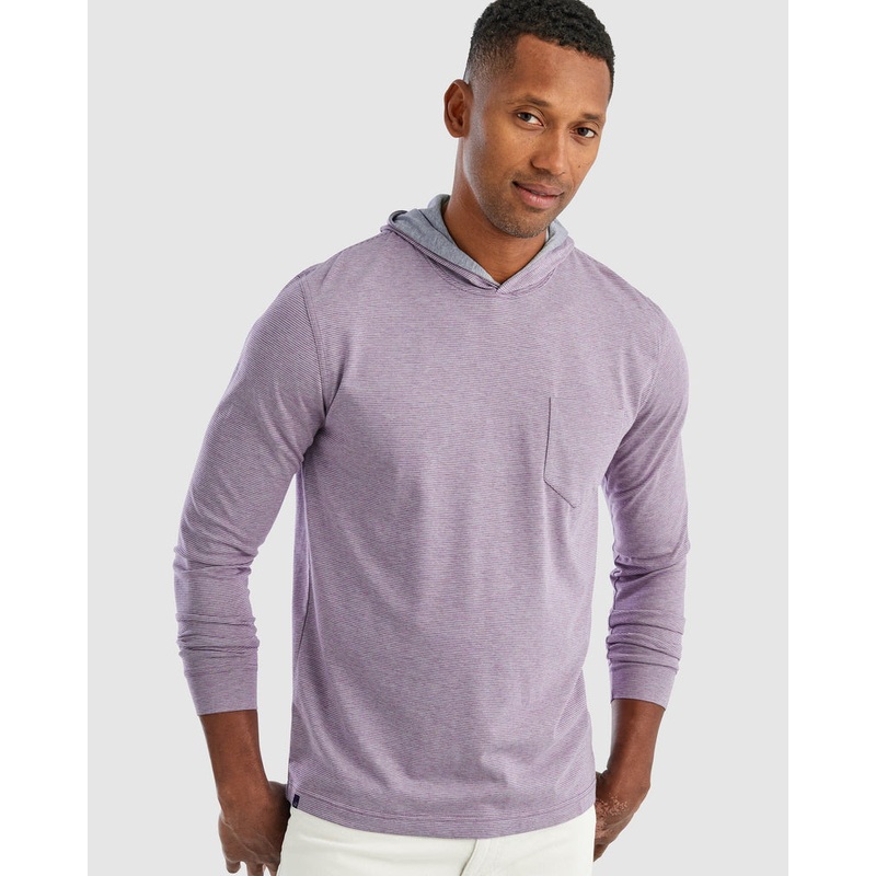 Johnnie O Mens Gunnar Striped Long Sleeve Hooded T Shirt
