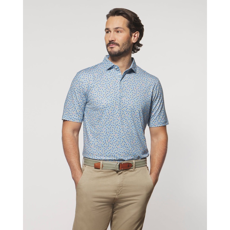 Johnnie O Mens Duck Hook Printed Jersey Performance Polo