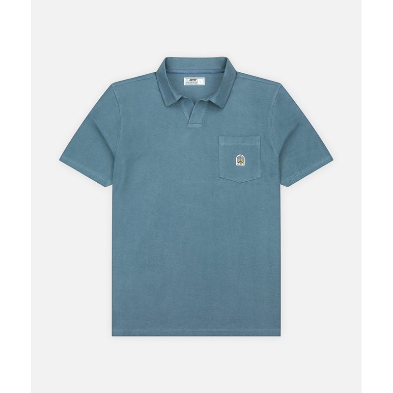 Jetty Mens Cruise Terry Polo|Storm|Small|Medium|Large|XLarge