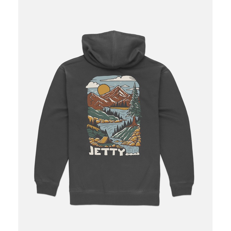 Jetty Mens Creekside Hoodie|Charcoal|Small|Medium|Large|XLarge
