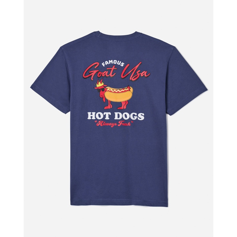 Goat USA Hot Dog T-Shirt|Navy|White|Youth X-Small|Youth Small|Youth Medium|Youth Large|Youth X-Large