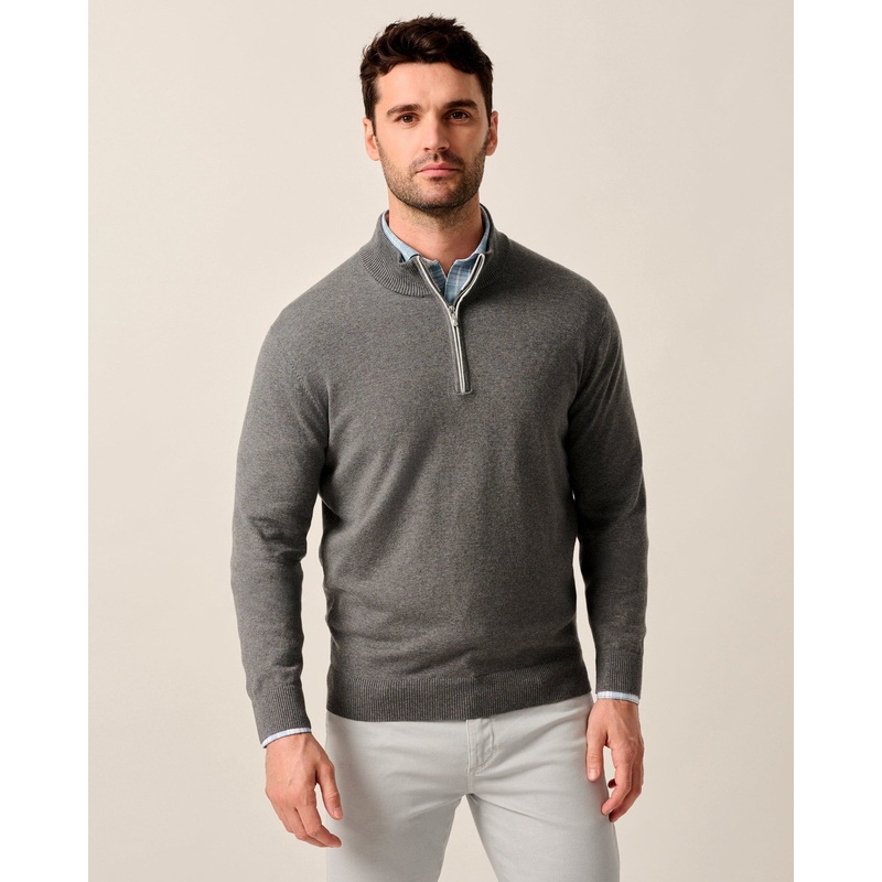 Johnnie-O Men’s Desmond Plaited Cotton Blend 1/4 Zip Sweater