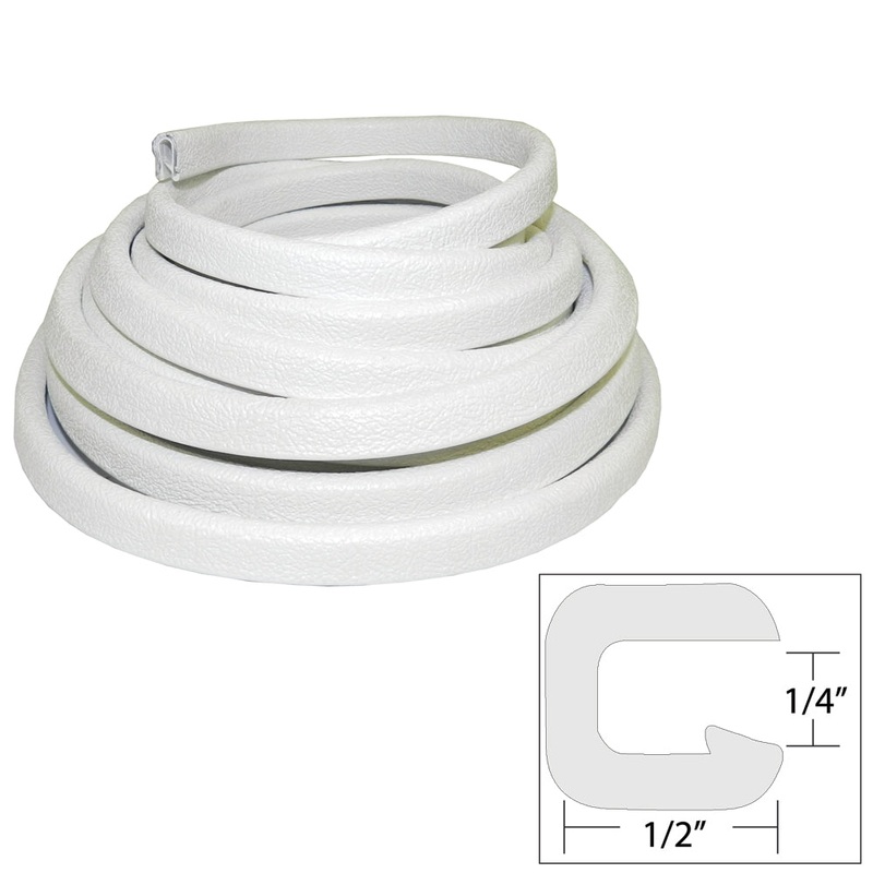 TACO Flexible Vinyl Trim – 1/4 Opening x 1/2W x 25’L – White [V30-1008W25-1]