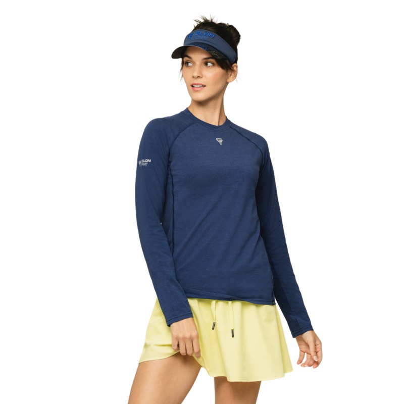GLDN PNT Performance L/S Top Blue Print