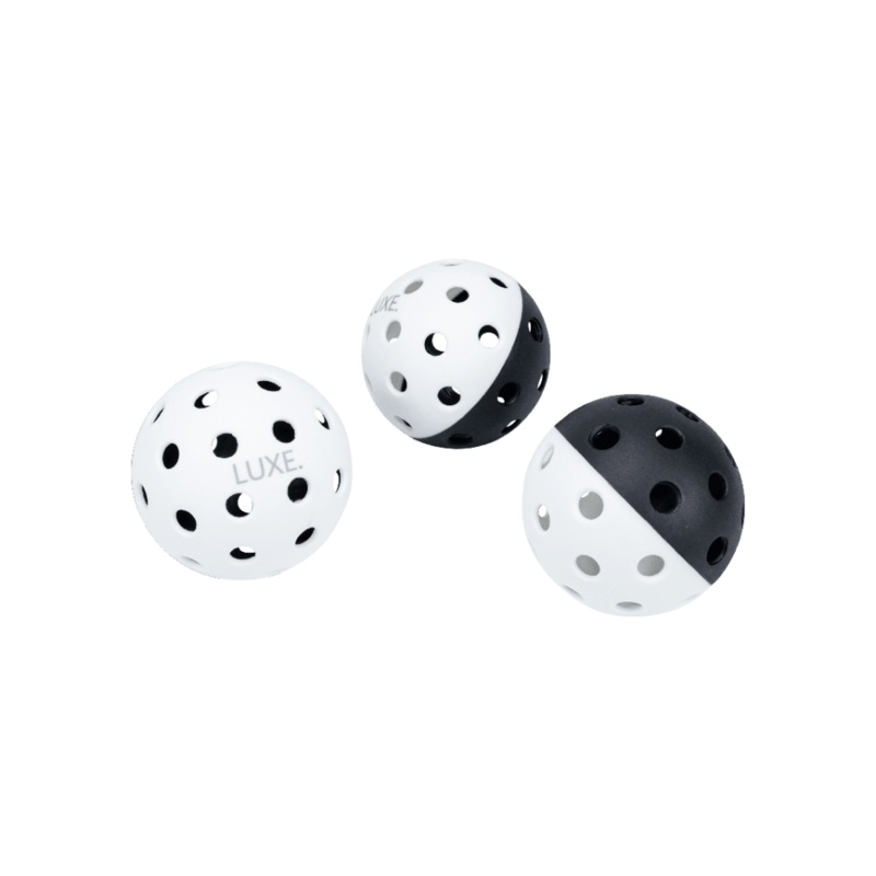 Luxe Pickleball Black & White Pickleballs – Pack of 3