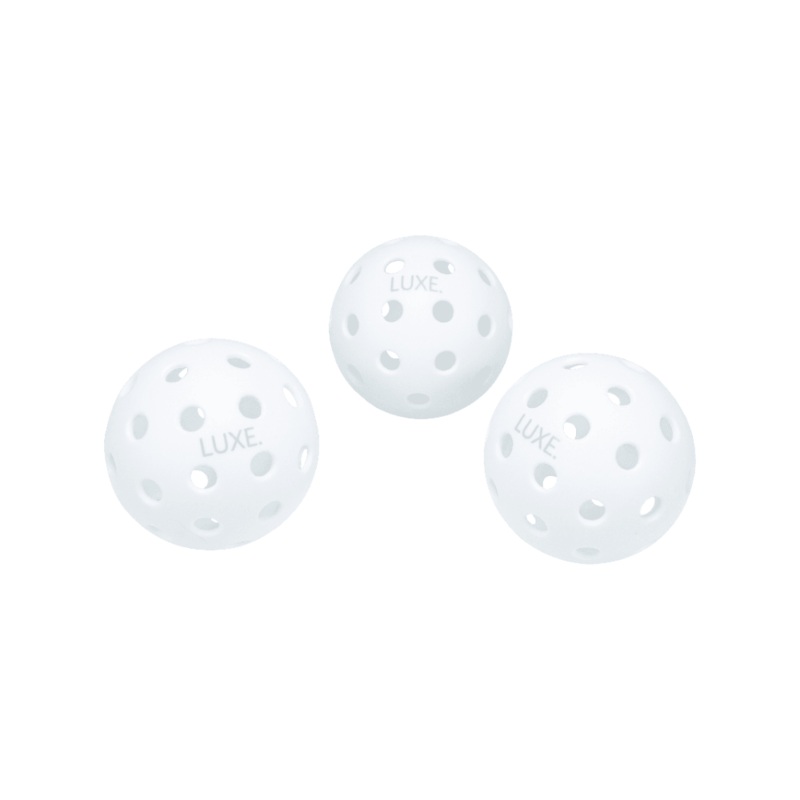 Luxe Pickleball White Pickleballs – Pack of 3