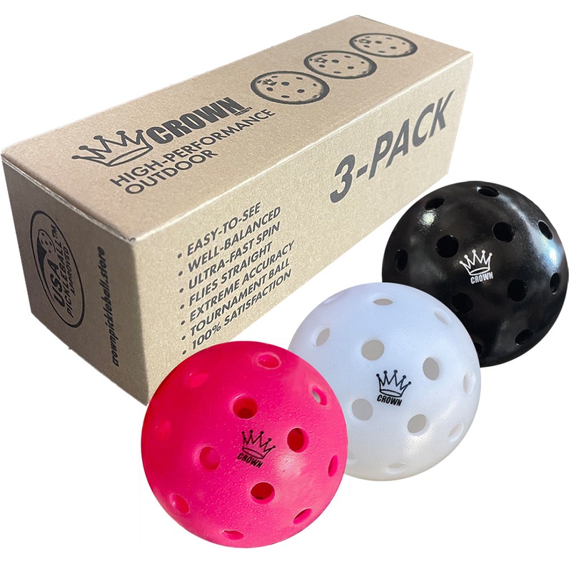 CROWN PICKLEBALL – High-Performance NEAPOLITAN OUTDOOR Pickleballs (3-PACK PINK, COCONUT, BLACKBERRY)