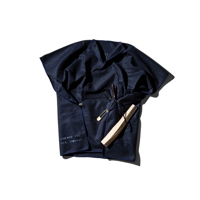 FELTED BLANKET PONCHO|Navy Blue|Gray