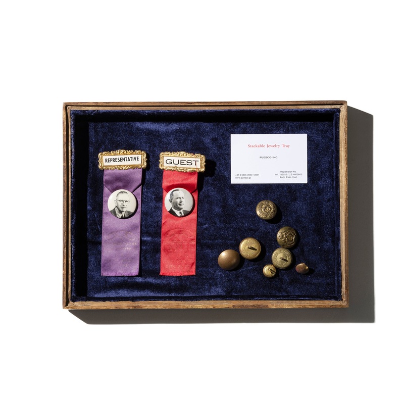 STACKABLE JEWELRY TRAY|Beige|Navy Blue