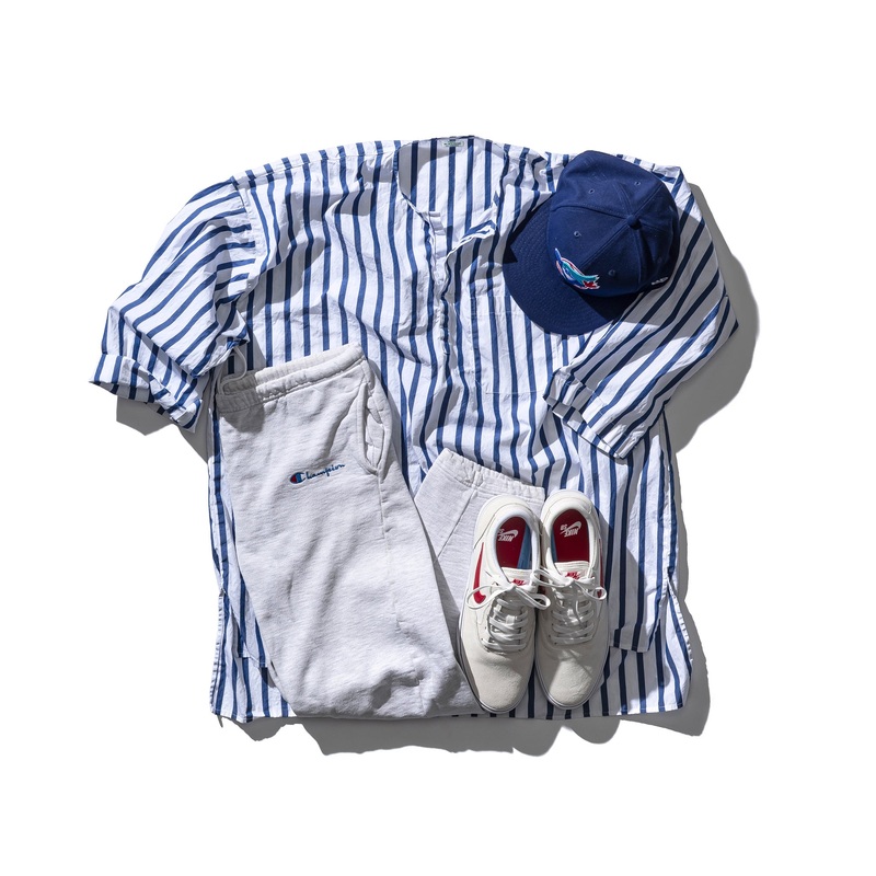COTTON STRIPE SHIRT / CREW NECK
