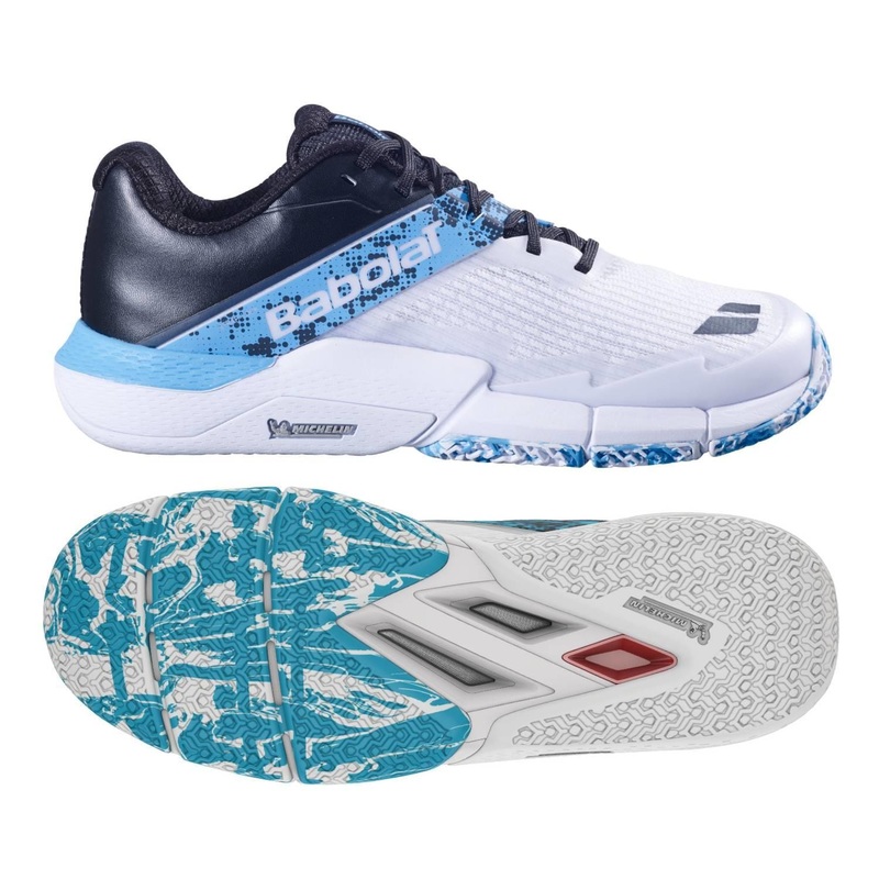 Babolat Movea 2 Mens Padel Shoes – White / Cyan Blue