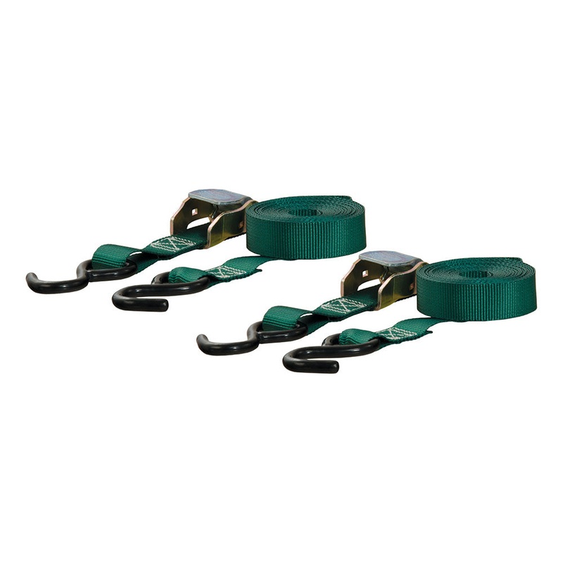 CURT 15 Dark Green Cargo Straps w/S Hooks – 300 lbs – 2 Pack [83015]