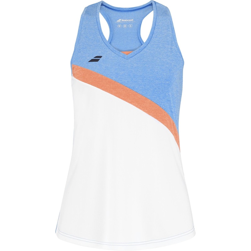 Babolat Play Womens Padel Tank Top – White / Blue Heather
