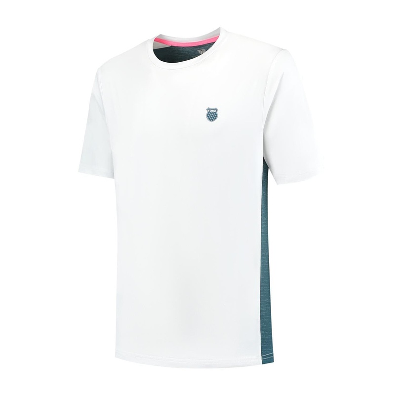 K-Swiss Hypercourt Mix Melange Mens Padel T-Shirt – White / Stargazer