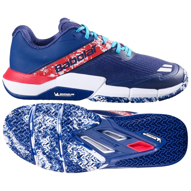 Babolat Movea 2 Mens Padel Shoes – Dark Blue / Chilli Red
