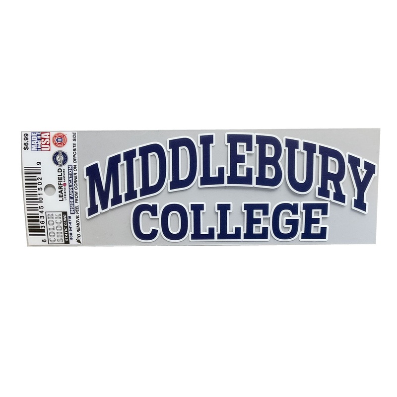 Middlebury College Static Cling Window Decal (navy/white)