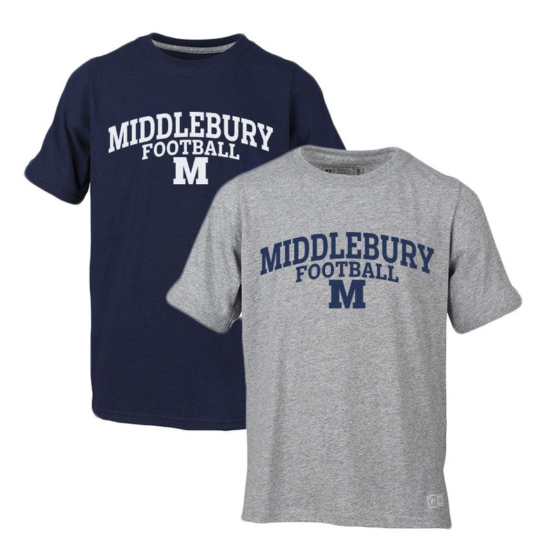 Middlebury Football T-Shirt|Navy|Oxford Grey|Small|Medium|Large|XL|XXL|3XL