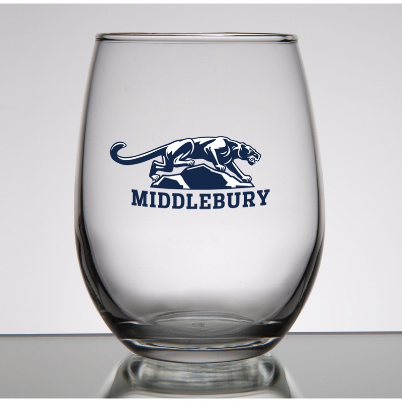 Middlebury Panther 15oz Stemless Wine Glass