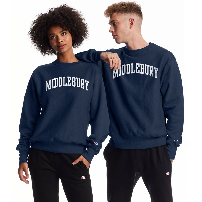 Middlebury Reverse Weave Crew Neck Sweatshirt (Navy)