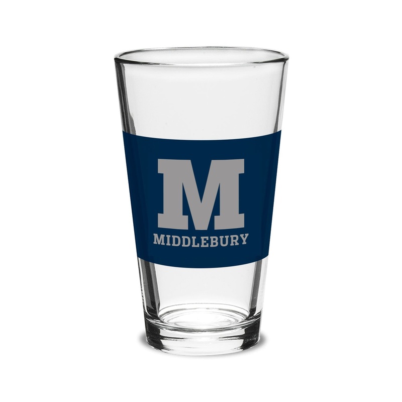 Middlebury M Pint Glass (Navy Wrap Etched Logo)
