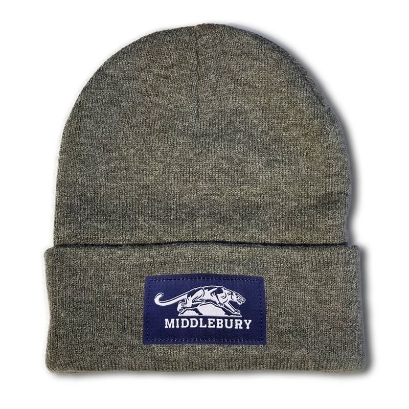 Middlebury Panther Cuff Knit Hat (Heather Charcoal)