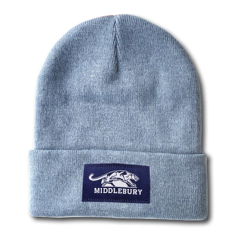 Middlebury Panther Cuff Knit Hat (Heather Slate)