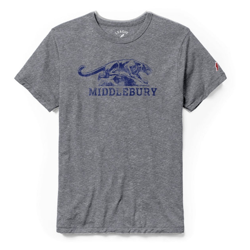 Middlebury Panther Tri-Blend Tee- grey (by League)