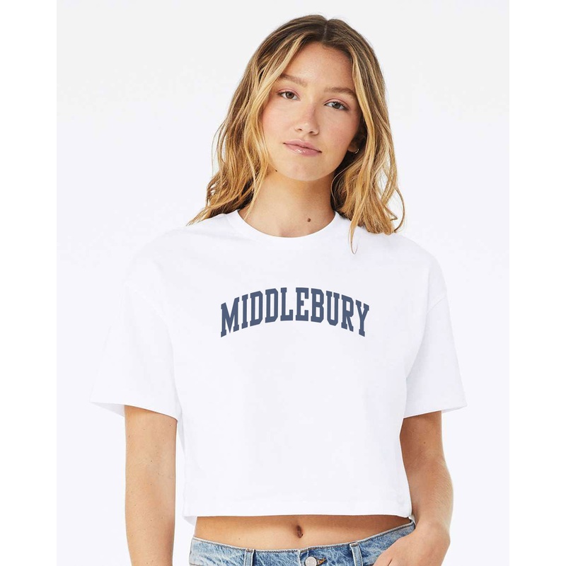 Middlebury Womens Crop Tee (White)