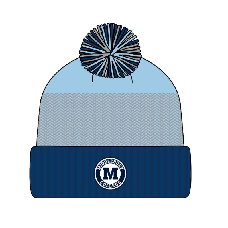Middlebury College Snow Pom Hat (Blues & Grey)