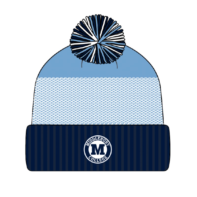 Middlebury College Snow Pom Hat (Navy & Blues)