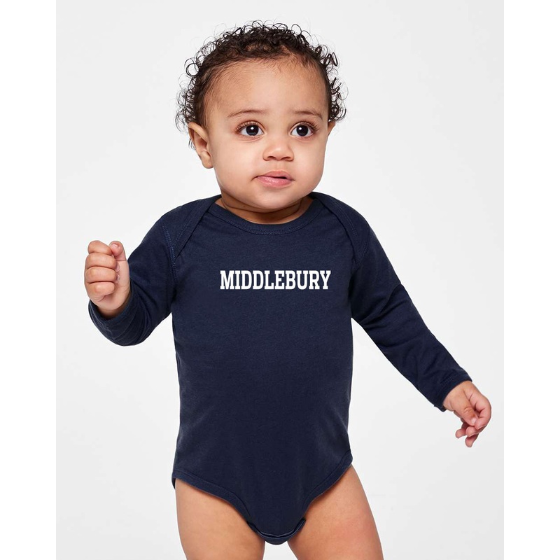 Middlebury Long Sleeve  Onesie (navy)