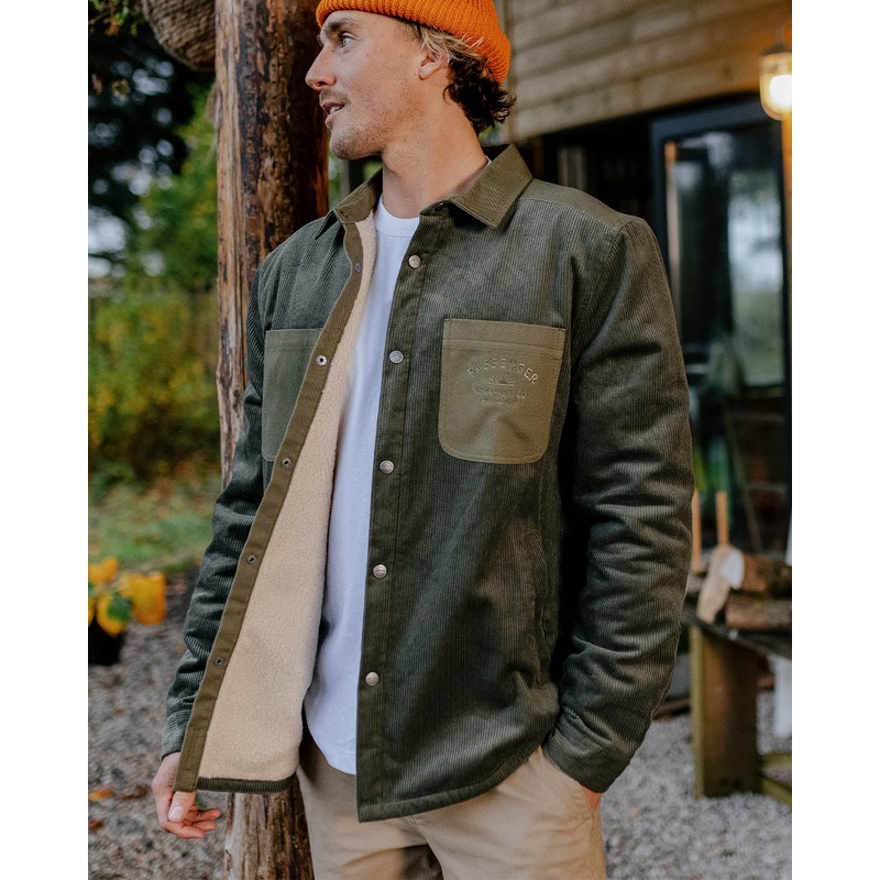 Kodiak Sherpa Lined Cord Overshirt – Dusty Olive
