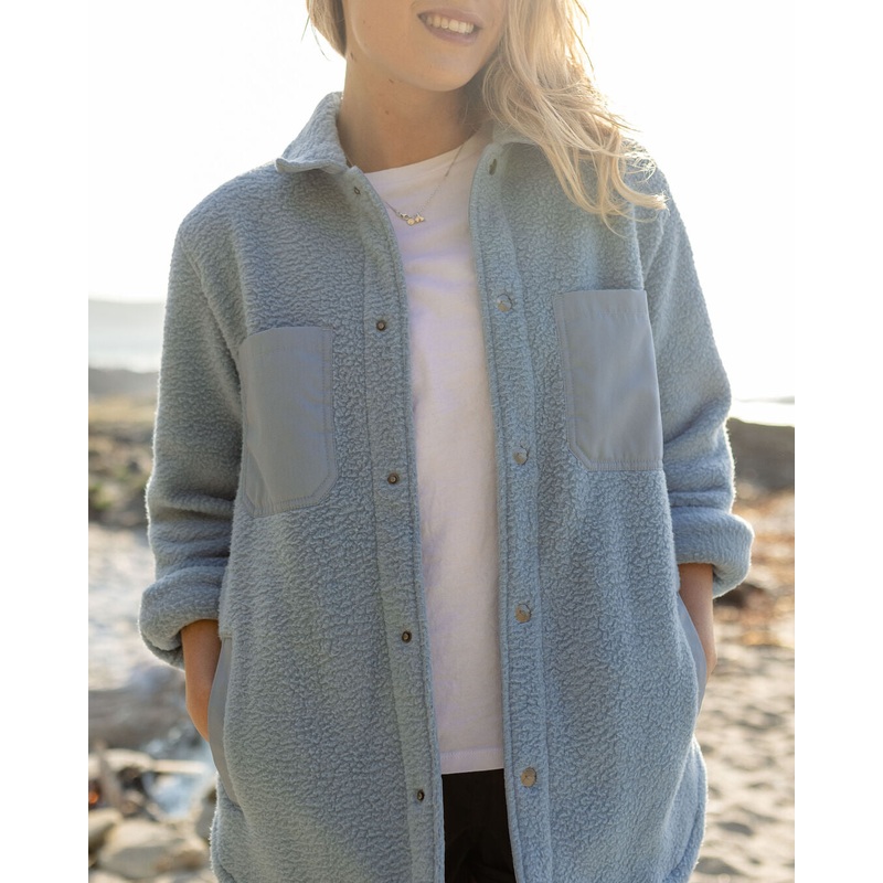 Rappel Recycled Sherpa Fleece Oversized Shirt – Faded Denim
