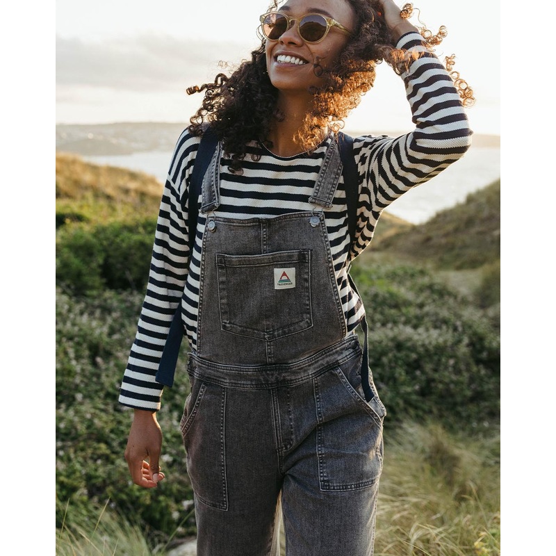 Roamist Organic Cotton Dungarees – Washed Black Denim