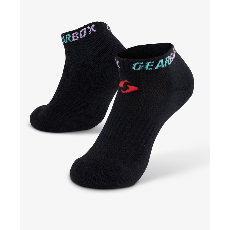 Gearbox No-Show Socks – Black/Green/Purple/Red