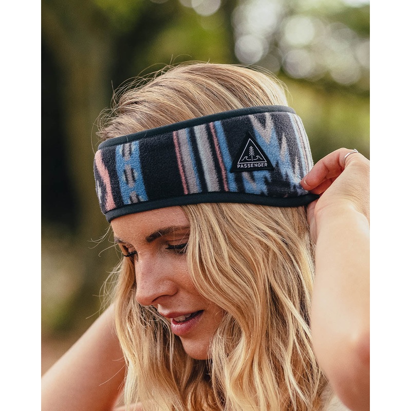 Roamer Recycled Polar Fleece Headband – Deep Navy Vintage Geo