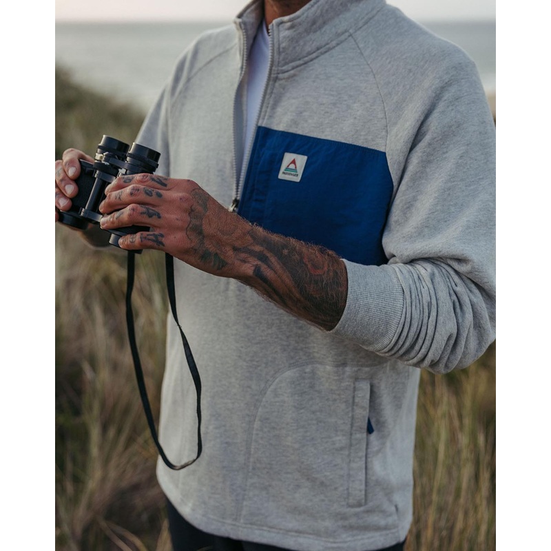 Offgrid 1/4 Zip Recycled Cotton Sweatshirt – Grey Marl