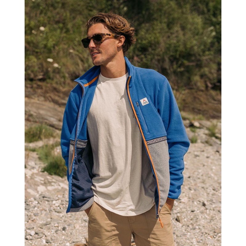 Ridge Full Zip Recycled Polar Fleece – True Blue/Grey Marl