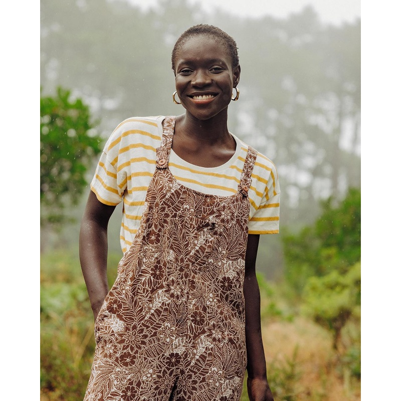 Serenity Dungarees – Chestnut Floral Pattern