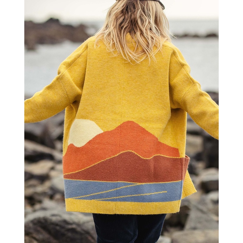 Vista Recycled Knitted Cardigan – Amber Gold