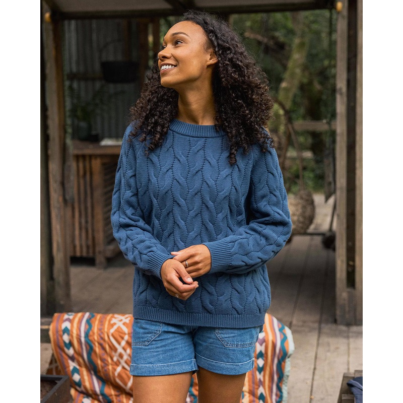 Comfort Stripe Organic Knitted Jumper – Dark Denim