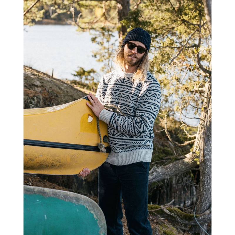 Cutback Fairisle Knitted Jumper – Grey Marl