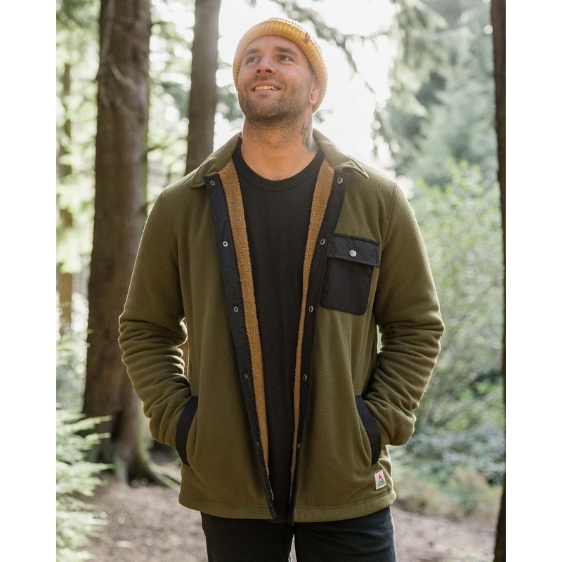 Firelight Sherpa Lined Overshirt – Khaki